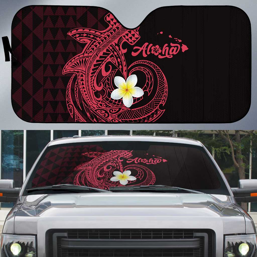 Aloha Hammerhead Shark Auto Sun Shade Feverish Pink Hawaiian Kakau Tribal Tattoo - Polynesian Pride