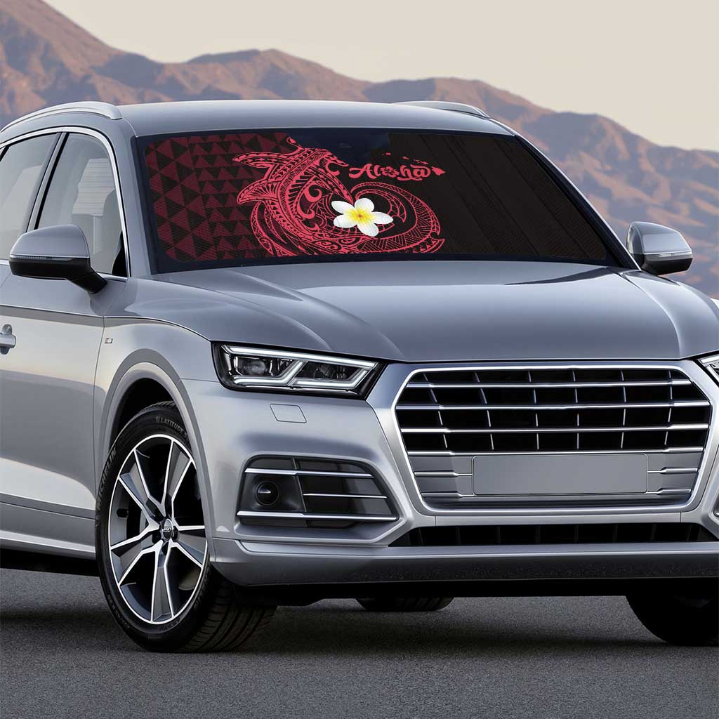 Aloha Hammerhead Shark Auto Sun Shade Feverish Pink Hawaiian Kakau Tribal Tattoo - Polynesian Pride