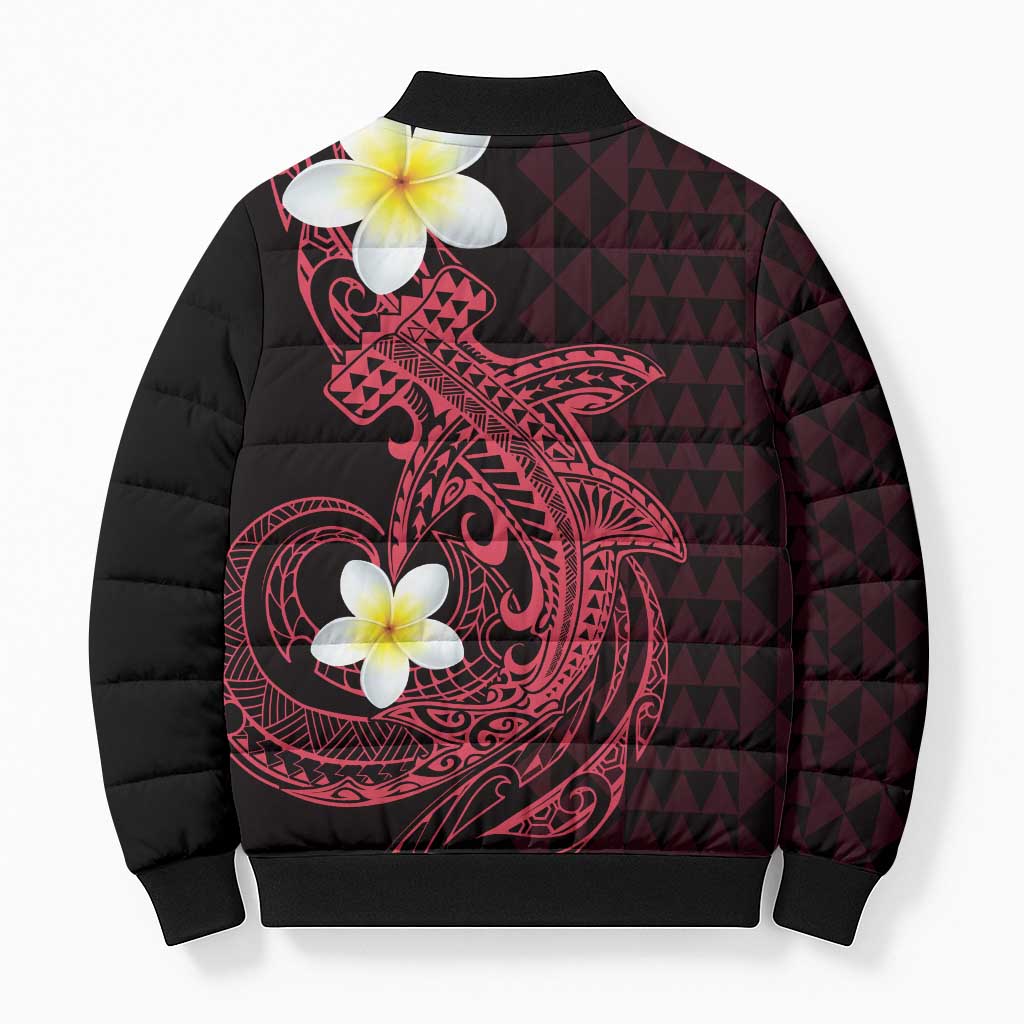 Aloha Hammerhead Shark Bomber Puffer Jacket Feverish Pink Hawaiian Kakau Tribal Tattoo LT9 - Polynesian Pride