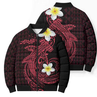 Aloha Hammerhead Shark Bomber Puffer Jacket Feverish Pink Hawaiian Kakau Tribal Tattoo LT9 - Polynesian Pride
