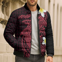 Aloha Hammerhead Shark Bomber Puffer Jacket Feverish Pink Hawaiian Kakau Tribal Tattoo LT9 - Polynesian Pride