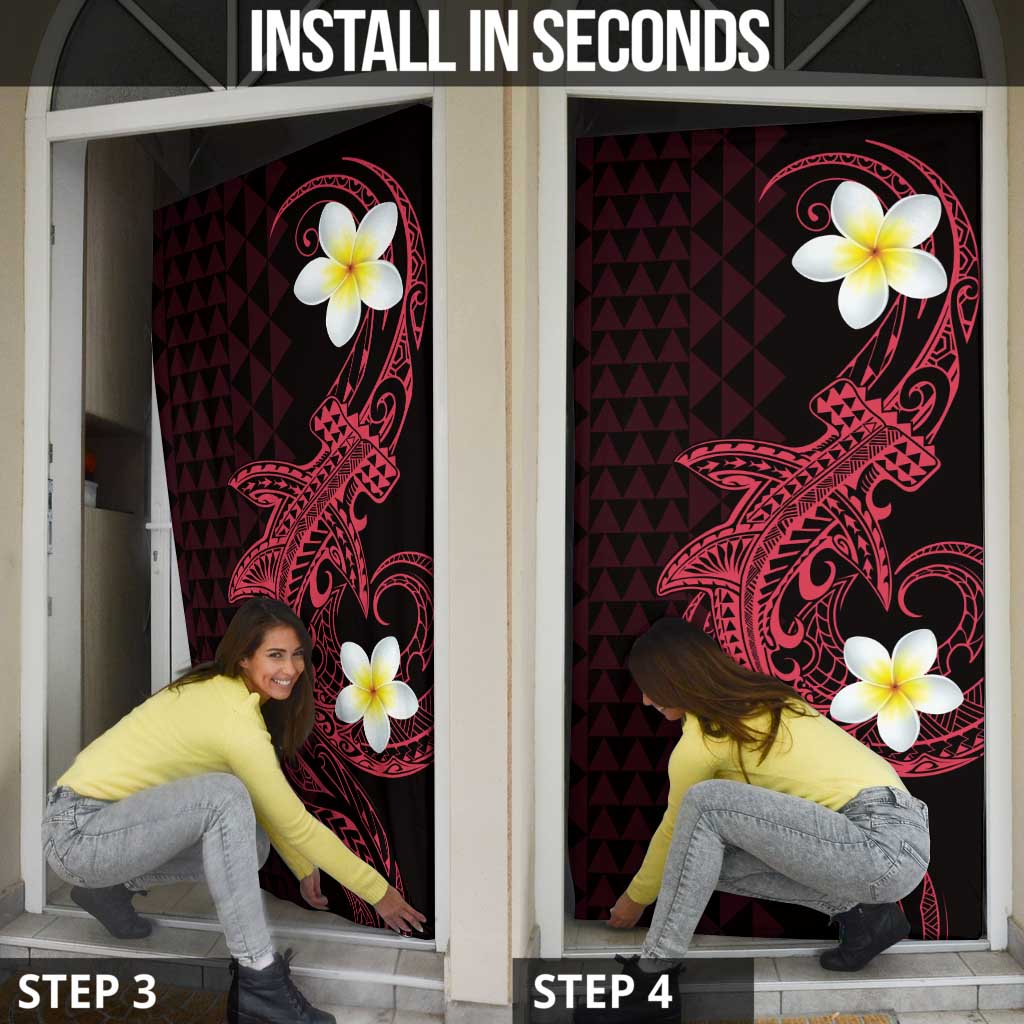 Aloha Hammerhead Shark Door Cover Feverish Pink Hawaiian Kakau Tribal Tattoo - Polynesian Pride