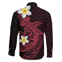 Aloha Hammerhead Shark Family Matching Puletasi and Hawaiian Shirt Feverish Pink Hawaiian Kakau Tribal Tattoo