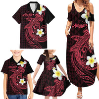 Aloha Hammerhead Shark Family Matching Summer Maxi Dress and Hawaiian Shirt Feverish Pink Hawaiian Kakau Tribal Tattoo