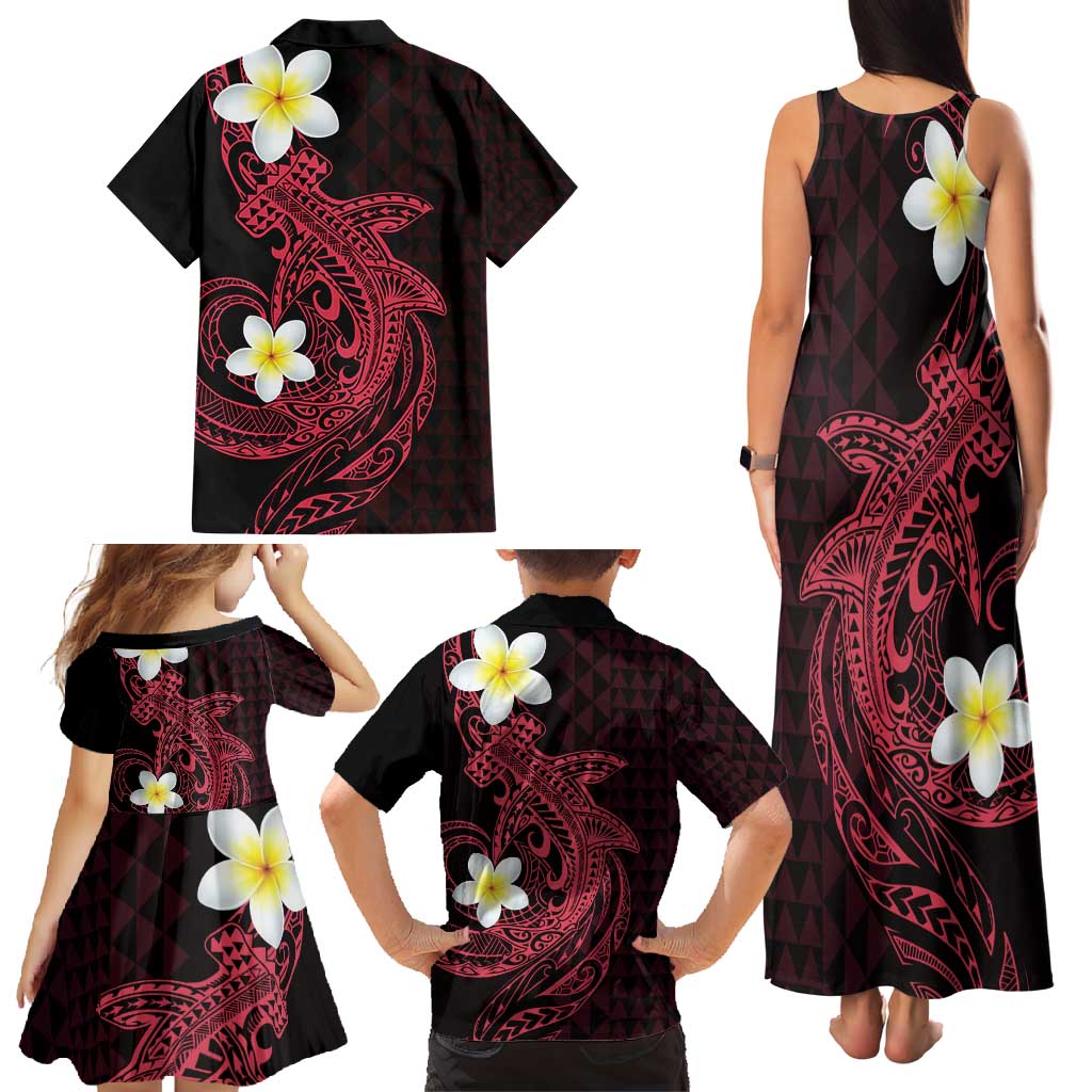Aloha Hammerhead Shark Family Matching Tank Maxi Dress and Hawaiian Shirt Feverish Pink Hawaiian Kakau Tribal Tattoo
