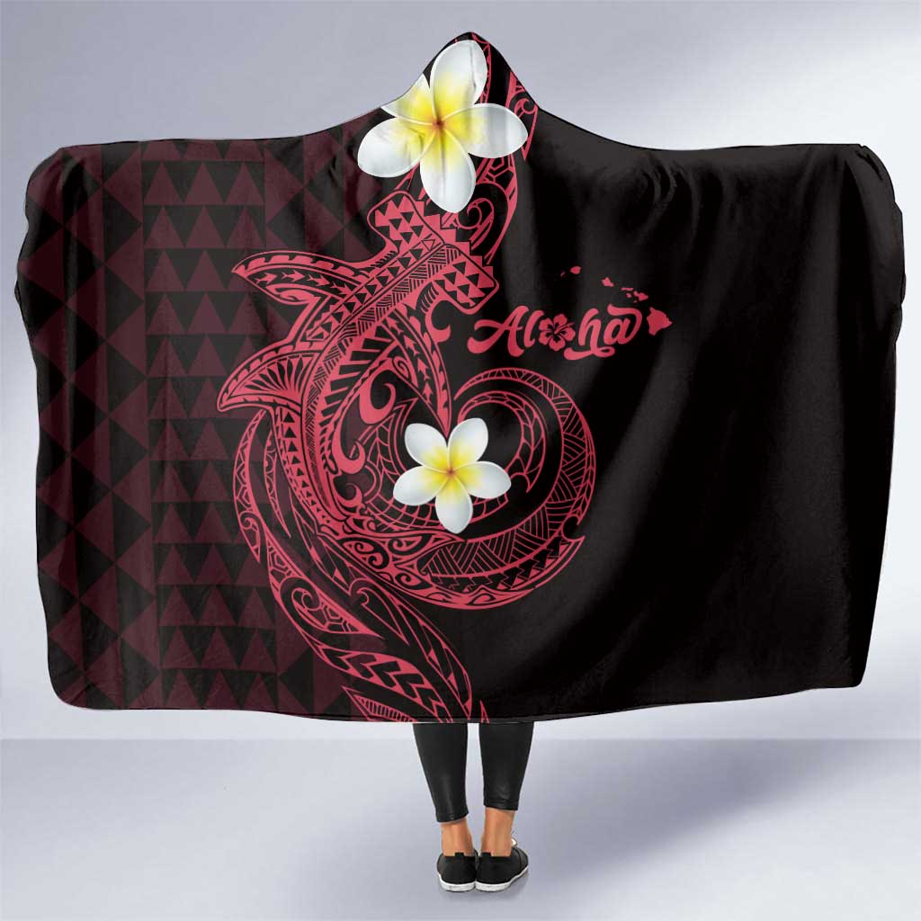 Aloha Hammerhead Shark Hooded Blanket Feverish Pink Hawaiian Kakau Tribal Tattoo LT9 One Size Pink - Polynesian Pride