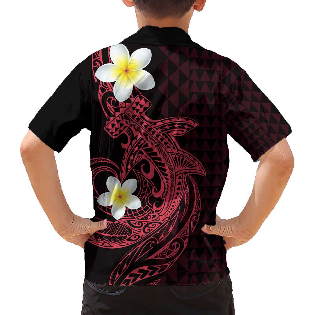 Aloha Hammerhead Shark Kid Hawaiian Shirt Feverish Pink Hawaiian Kakau Tribal Tattoo