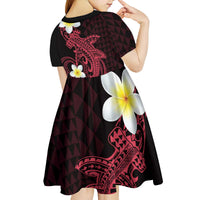 Aloha Hammerhead Shark Kid Short Sleeve Dress Feverish Pink Hawaiian Kakau Tribal Tattoo