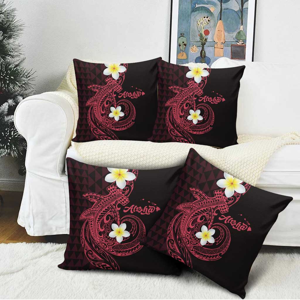 Aloha Hammerhead Shark Pillow Cover Feverish Pink Hawaiian Kakau Tribal Tattoo - Polynesian Pride