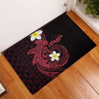 Aloha Hammerhead Shark Rubber Doormat Feverish Pink Hawaiian Kakau Tribal Tattoo