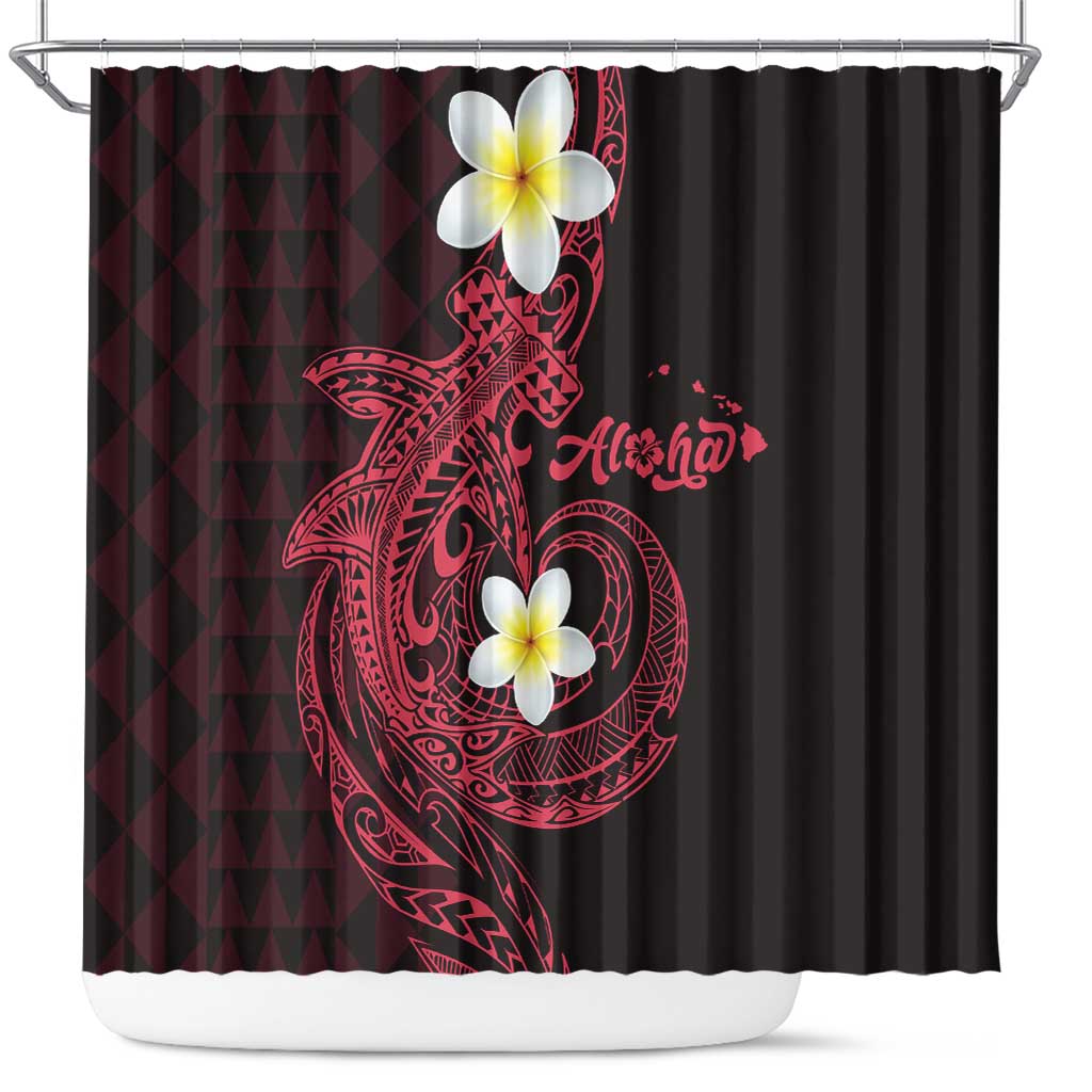 Aloha Hammerhead Shark Shower Curtain Feverish Pink Hawaiian Kakau Tribal Tattoo