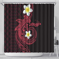 Aloha Hammerhead Shark Shower Curtain Feverish Pink Hawaiian Kakau Tribal Tattoo