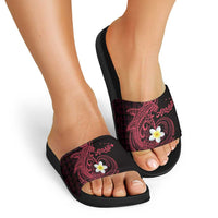 Aloha Hammerhead Shark Slide Sandals Feverish Pink Hawaiian Kakau Tribal Tattoo - Polynesian Pride