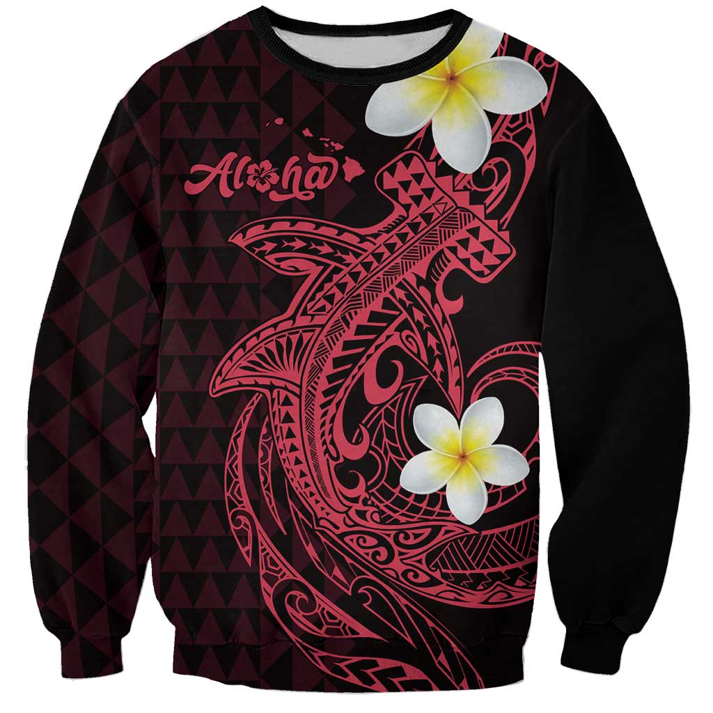 Aloha Hammerhead Shark Sweatshirt Feverish Pink Hawaiian Kakau Tribal Tattoo LT9 Unisex Pink - Polynesian Pride