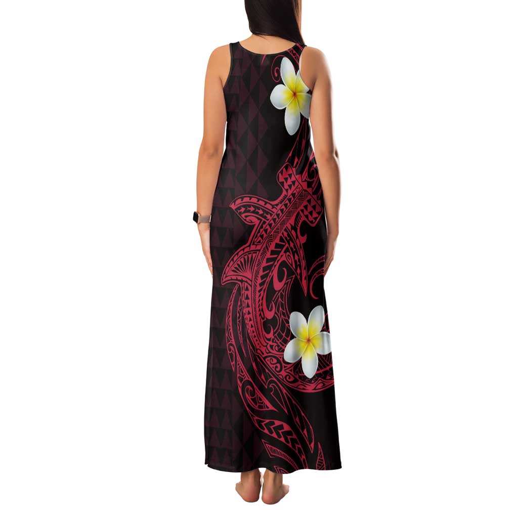 Aloha Hammerhead Shark Tank Maxi Dress Feverish Pink Hawaiian Kakau Tribal Tattoo