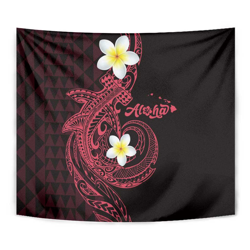 Aloha Hammerhead Shark Tapestry Feverish Pink Hawaiian Kakau Tribal Tattoo