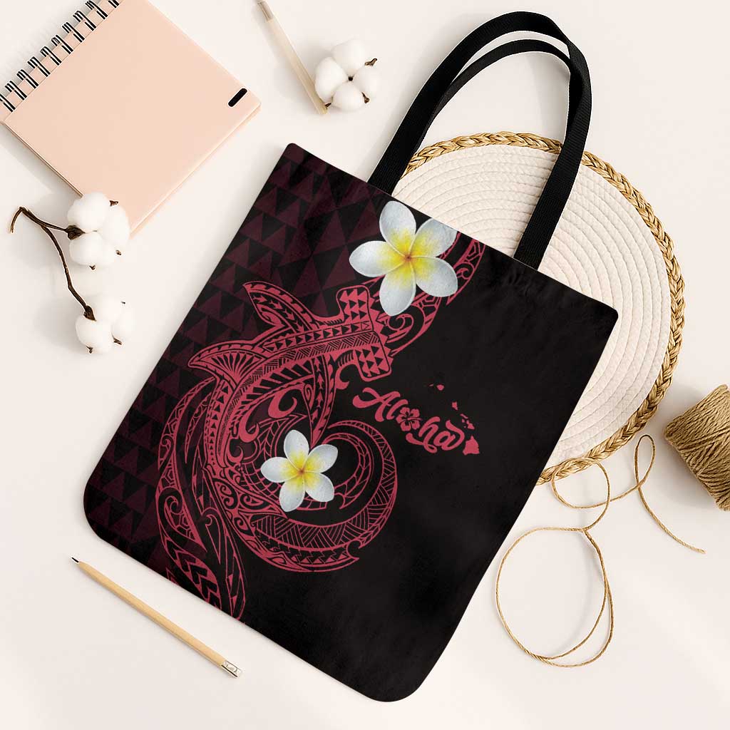 Aloha Hammerhead Shark Tote Bag Feverish Pink Hawaiian Kakau Tribal Tattoo - Polynesian Pride