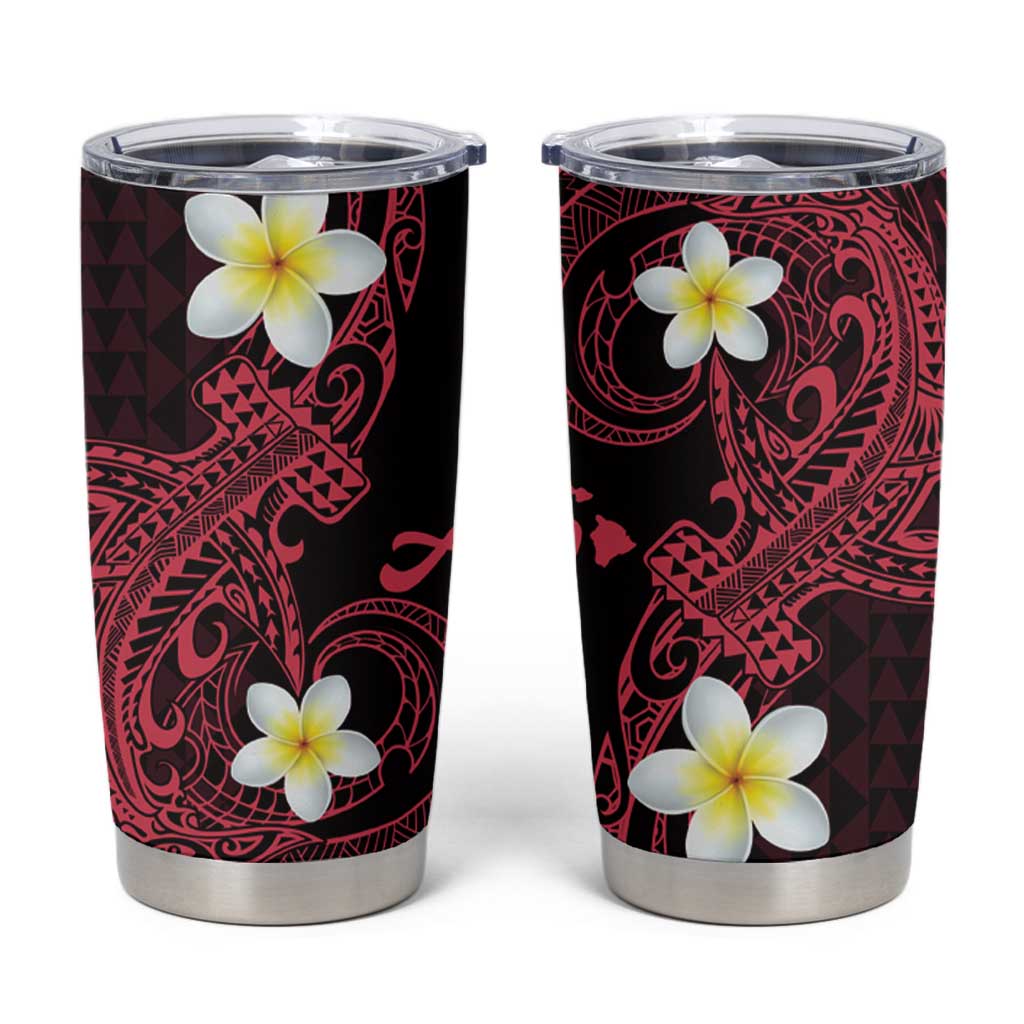 Aloha Hammerhead Shark Tumbler Cup Feverish Pink Hawaiian Kakau Tribal Tattoo