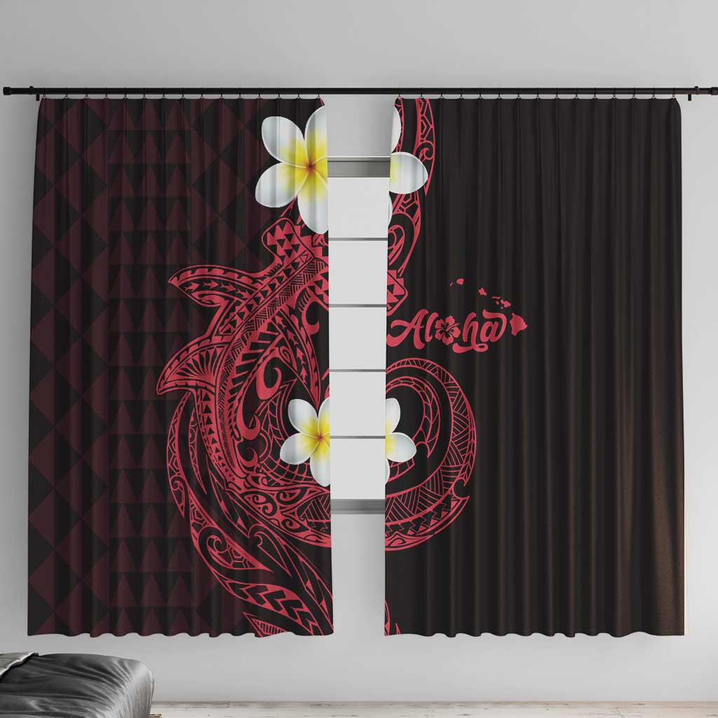 Aloha Hammerhead Shark Window Curtain Feverish Pink Hawaiian Kakau Tribal Tattoo