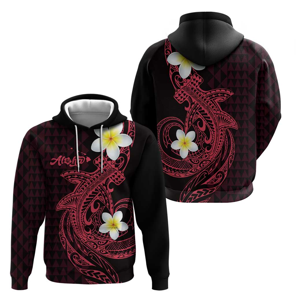 Aloha Hammerhead Shark Zip Hoodie Feverish Pink Hawaiian Kakau Tribal Tattoo