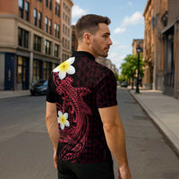 Aloha Hammerhead Shark Zipper Polo Shirt Feverish Pink Hawaiian Kakau Tribal Tattoo - Polynesian Pride