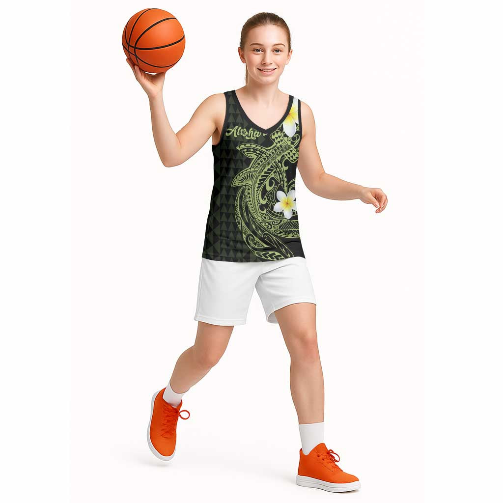 Aloha Hammerhead Shark Basketball Jersey Lime Rickey Hawaiian Kakau Tribal Tattoo - Polynesian Pride