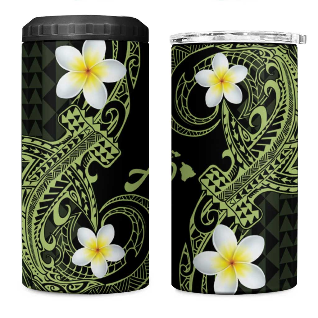 Aloha Hammerhead Shark 4 in 1 Can Cooler Tumbler Lime Rickey Hawaiian Kakau Tribal Tattoo