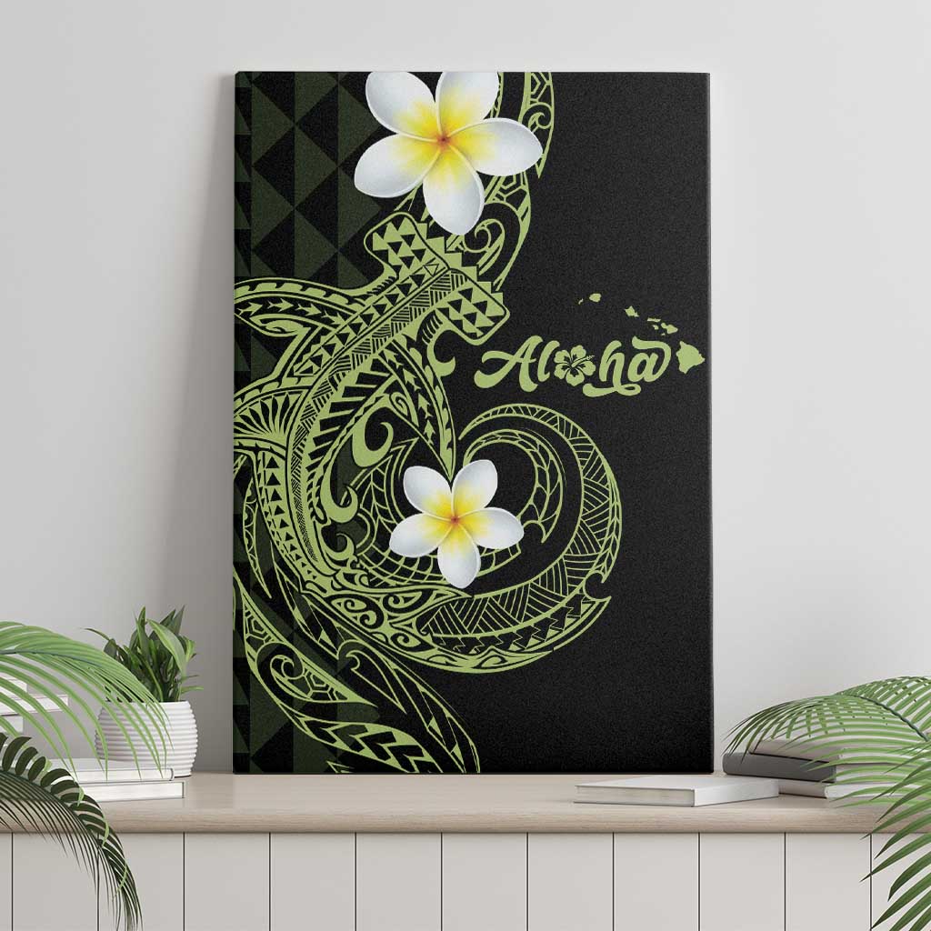 Aloha Hammerhead Shark Canvas Wall Art Lime Rickey Hawaiian Kakau Tribal Tattoo