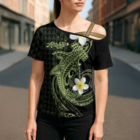 Aloha Hammerhead Shark Cross Shoulder Shirt Lime Rickey Hawaiian Kakau Tribal Tattoo LT9 - Polynesian Pride