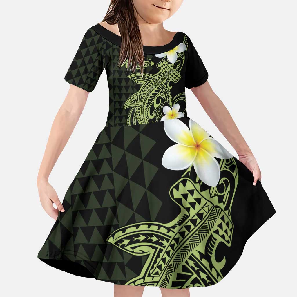 Aloha Hammerhead Shark Family Matching Mermaid Dress and Hawaiian Shirt Lime Rickey Hawaiian Kakau Tribal Tattoo