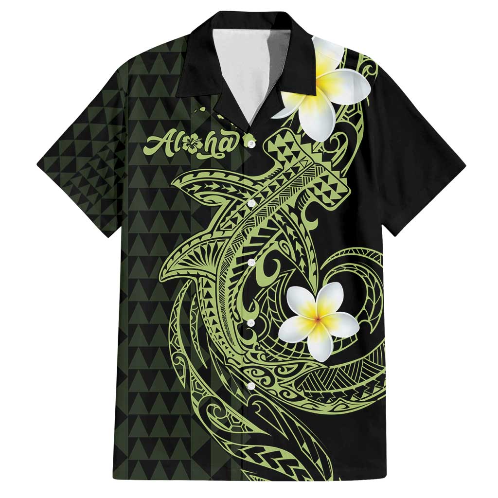 Aloha Hammerhead Shark Family Matching Off Shoulder Short Dress and Hawaiian Shirt Lime Rickey Hawaiian Kakau Tribal Tattoo