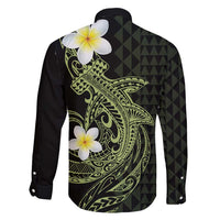 Aloha Hammerhead Shark Family Matching Off Shoulder Short Dress and Hawaiian Shirt Lime Rickey Hawaiian Kakau Tribal Tattoo