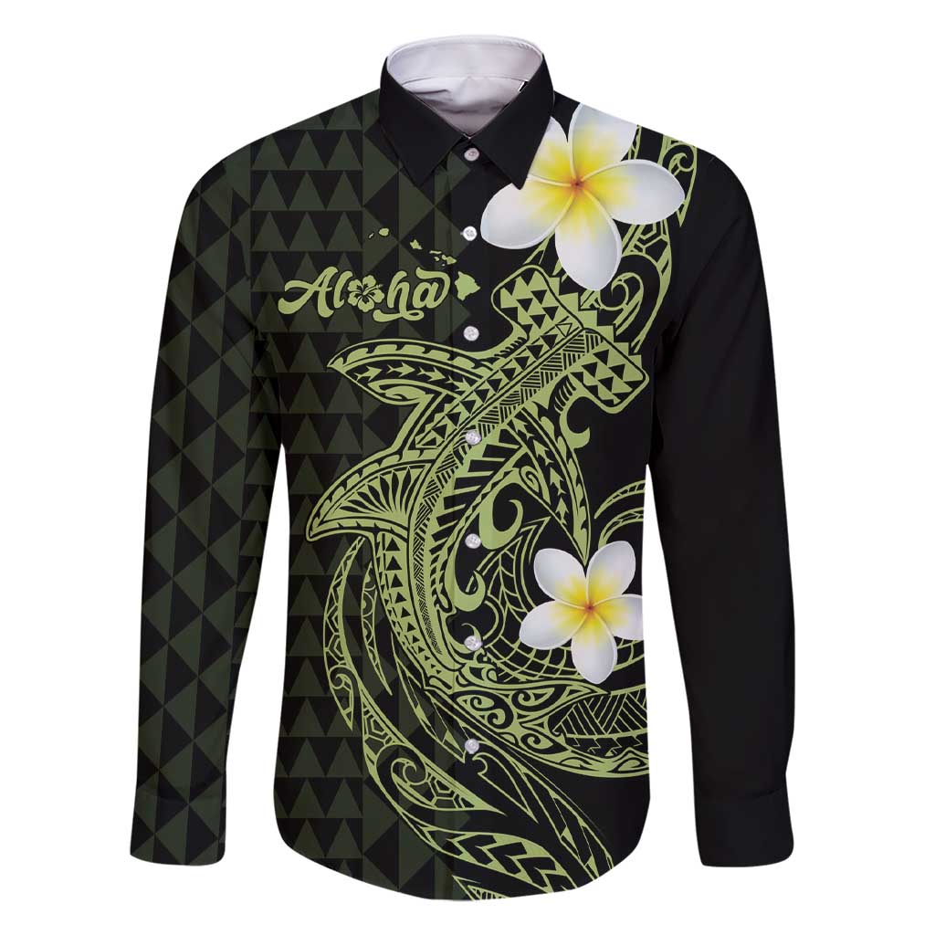 Aloha Hammerhead Shark Family Matching Short Sleeve Bodycon Dress and Hawaiian Shirt Lime Rickey Hawaiian Kakau Tribal Tattoo