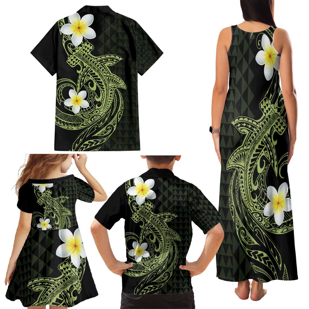 Aloha Hammerhead Shark Family Matching Tank Maxi Dress and Hawaiian Shirt Lime Rickey Hawaiian Kakau Tribal Tattoo