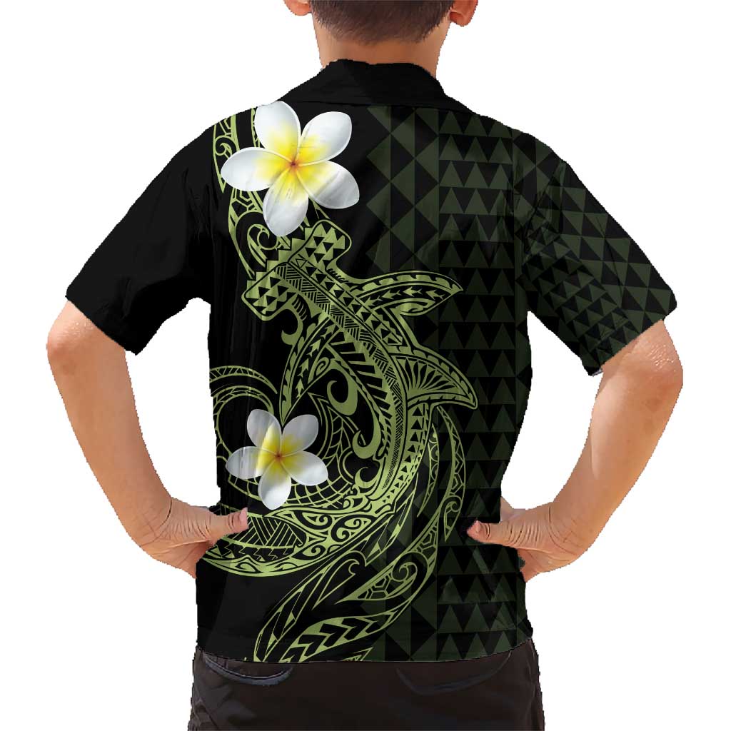 Aloha Hammerhead Shark Kid Hawaiian Shirt Lime Rickey Hawaiian Kakau Tribal Tattoo