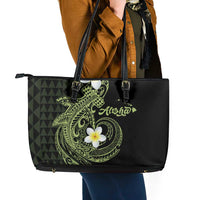 Aloha Hammerhead Shark Leather Tote Bag Lime Rickey Hawaiian Kakau Tribal Tattoo