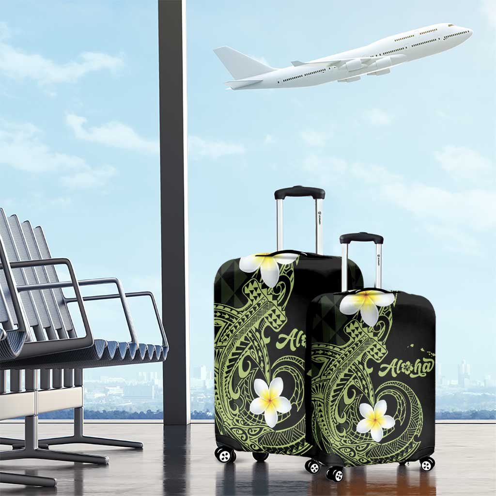 Aloha Hammerhead Shark Luggage Cover Lime Rickey Hawaiian Kakau Tribal Tattoo