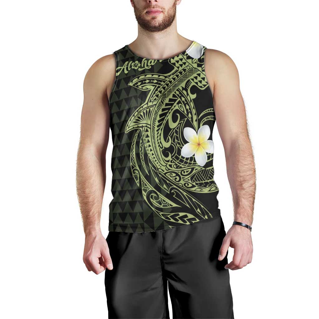Aloha Hammerhead Shark Men Tank Top Lime Rickey Hawaiian Kakau Tribal Tattoo