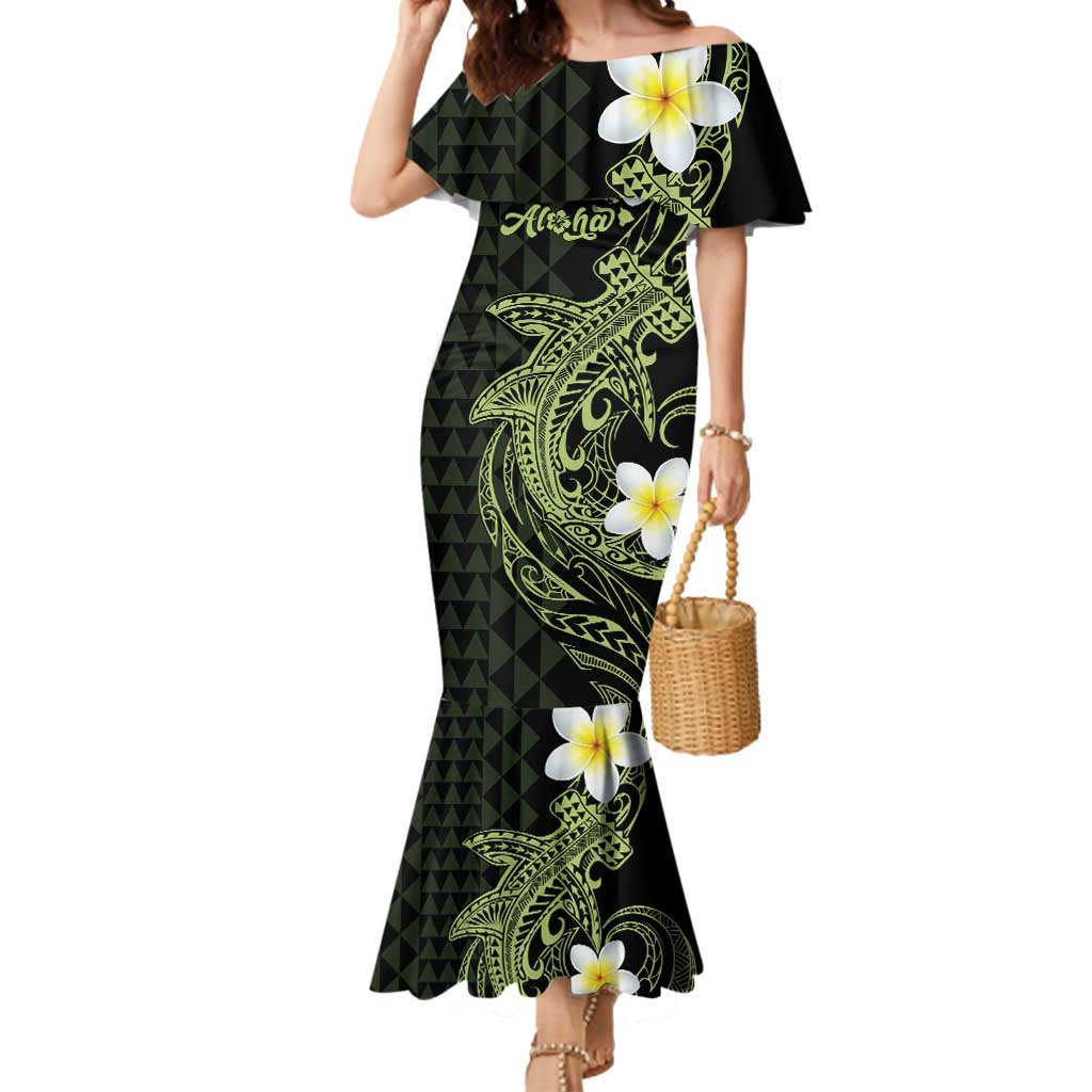 Aloha Hammerhead Shark Mermaid Dress Lime Rickey Hawaiian Kakau Tribal Tattoo