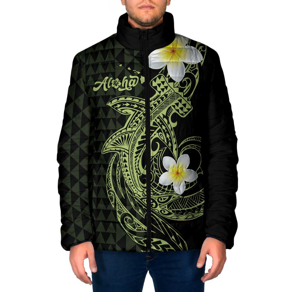 Aloha Hammerhead Shark Padded Jacket Lime Rickey Hawaiian Kakau Tribal Tattoo LT9 Men Lime - Polynesian Pride