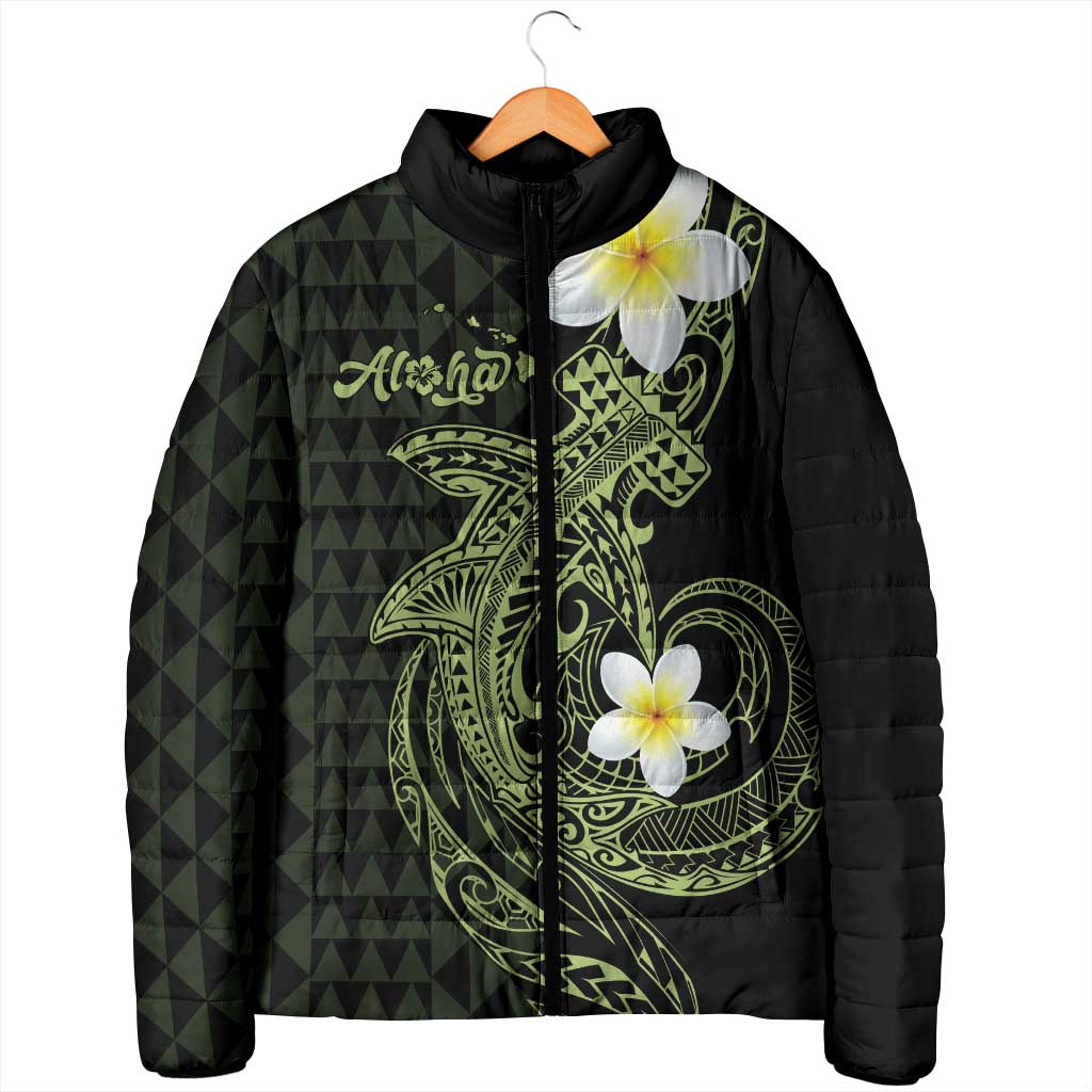 Aloha Hammerhead Shark Padded Jacket Lime Rickey Hawaiian Kakau Tribal Tattoo LT9 - Polynesian Pride