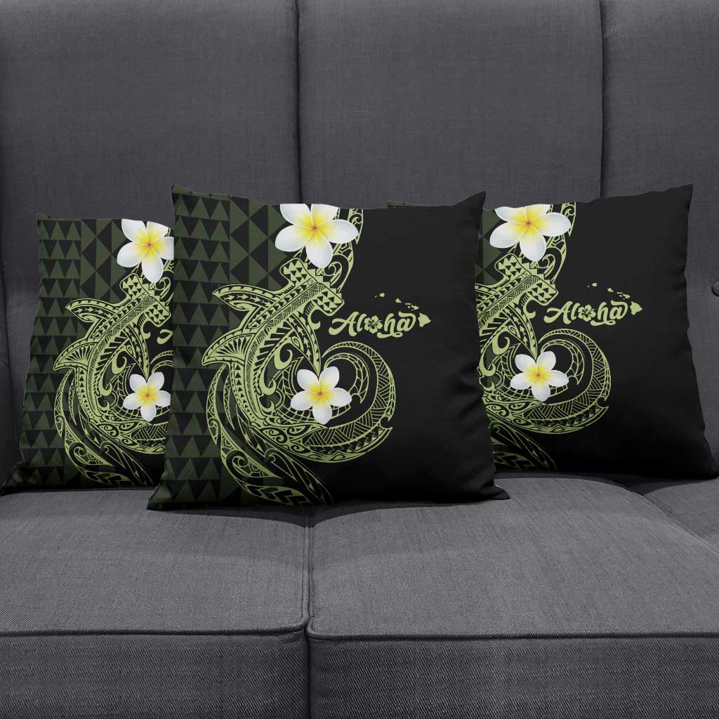 Aloha Hammerhead Shark Pillow Cover Lime Rickey Hawaiian Kakau Tribal Tattoo - Polynesian Pride