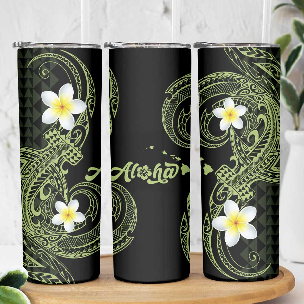 Aloha Hammerhead Shark Skinny Tumbler Lime Rickey Hawaiian Kakau Tribal Tattoo