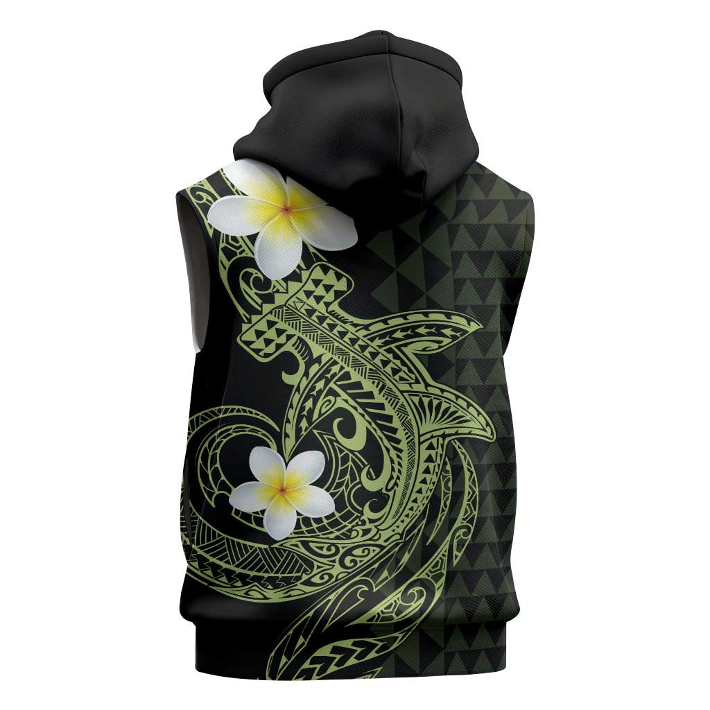 Aloha Hammerhead Shark Sleeveless Zip Hoodie Lime Rickey Hawaiian Kakau Tribal Tattoo LT9 - Polynesian Pride