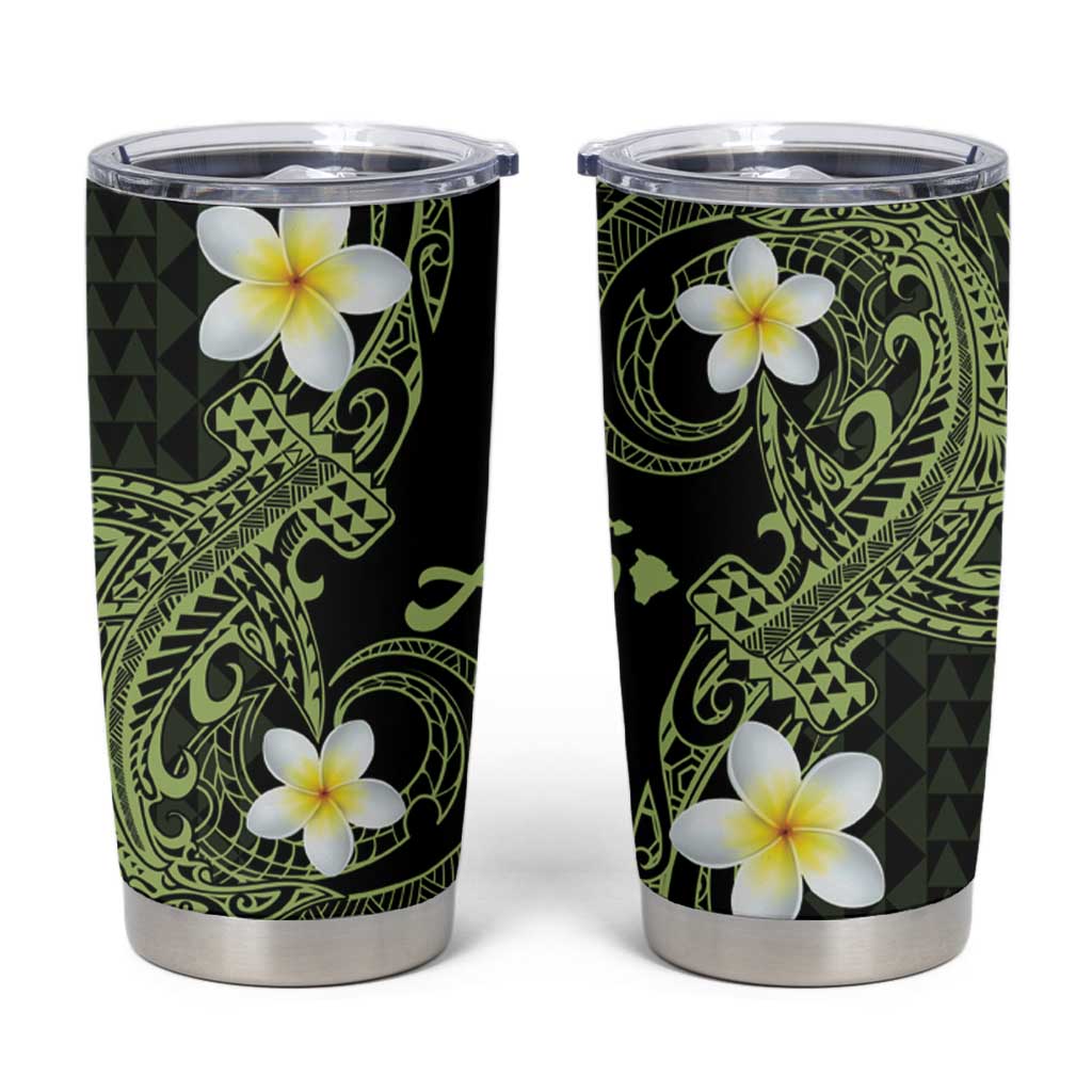 Aloha Hammerhead Shark Tumbler Cup Lime Rickey Hawaiian Kakau Tribal Tattoo