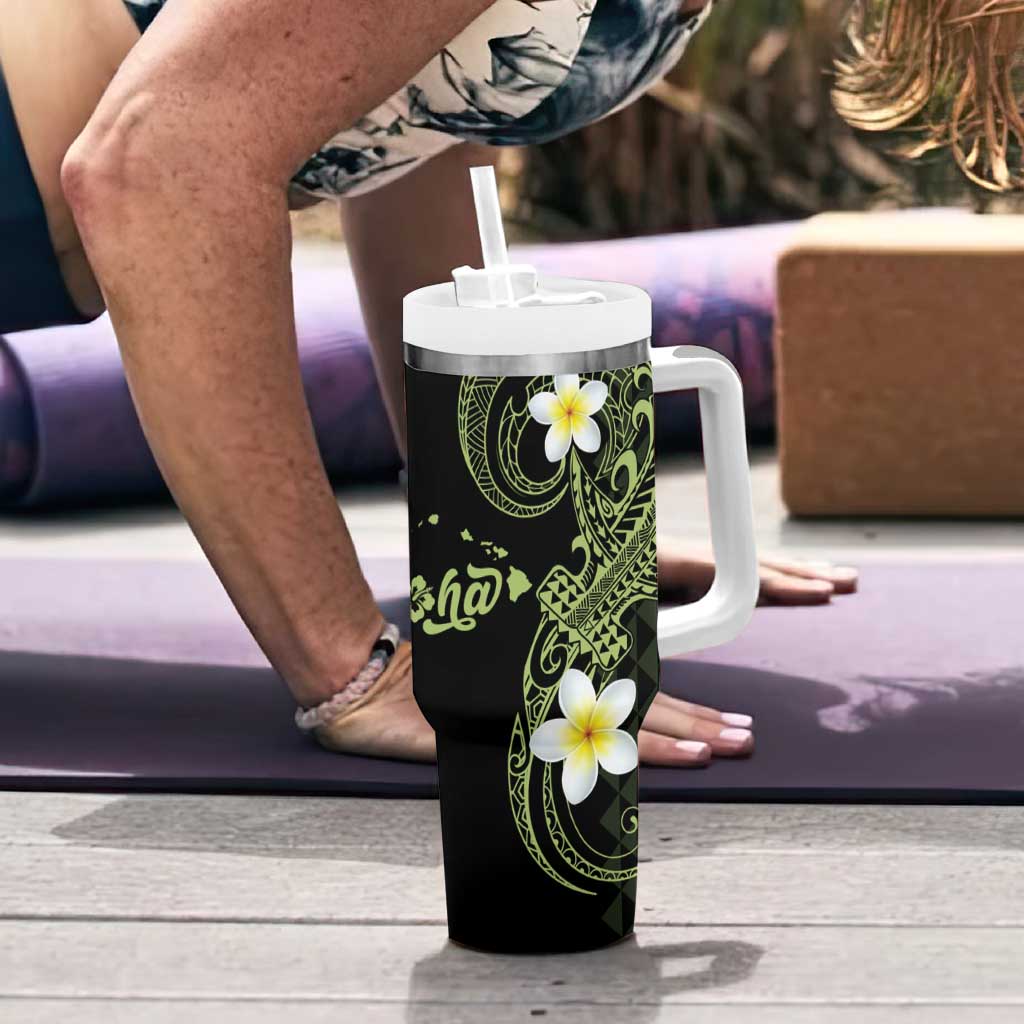 Aloha Hammerhead Shark Tumbler With Handle Lime Rickey Hawaiian Kakau Tribal Tattoo