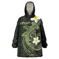 Aloha Hammerhead Shark Wearable Blanket Hoodie Lime Rickey Hawaiian Kakau Tribal Tattoo