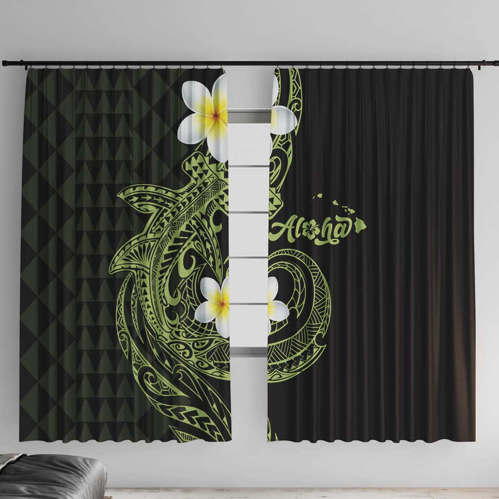 Aloha Hammerhead Shark Window Curtain Lime Rickey Hawaiian Kakau Tribal Tattoo