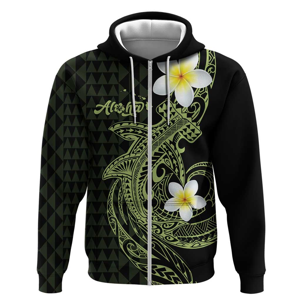 Aloha Hammerhead Shark Zip Hoodie Lime Rickey Hawaiian Kakau Tribal Tattoo