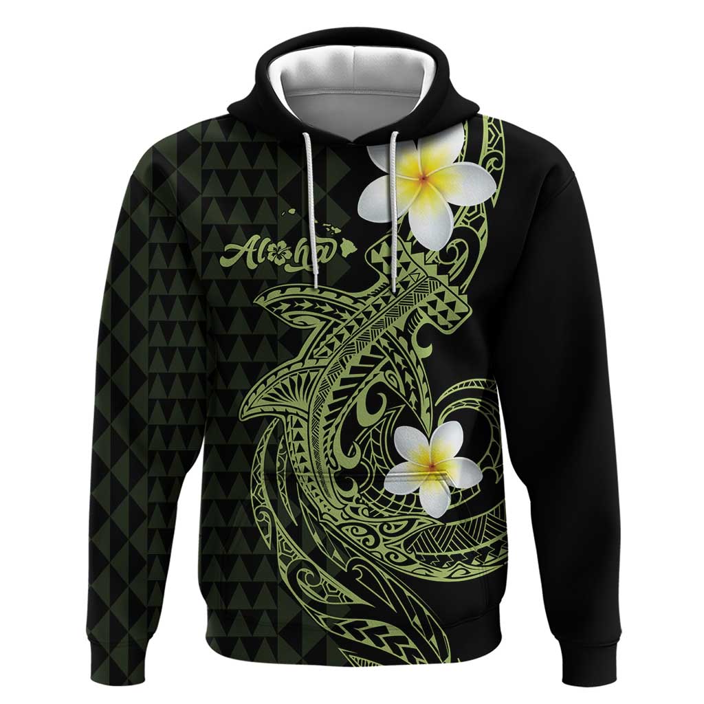 Aloha Hammerhead Shark Zip Hoodie Lime Rickey Hawaiian Kakau Tribal Tattoo